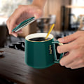 Miniatyrbillede 2 af 4: Keramiske Kopper Kaffe Kop med Låg Kaffe Kop + Rustfrit Stål Ske, 12oz/380ml Te Kop