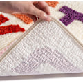 Miniatyrbillede 3 af 5: Bademåtte Pink og Hvid Badeværelsesmåtter 40 x 60 cm, Skridsikker Bademåtte til Badeværelse, Farverige Bogstaver Blød Mikrofiber Bademåtte Beige Multicolor