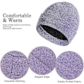 Miniatyrbilde 3 av 7: Vinter Unisex Beanie Hatt, Skjerf og Hansker Sett, Elastisk Strikket Hatt Langt Skjerf Berøringsskjermhansker Med Tykk Fleece Innerfôr for Menn og Kvinner Deep Purple