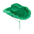 Miniatyrbillede 3 af 7: Cowboyhatte til Kvinder Plysset Fjederkant Cowgirl Hat til Polterabend, Kostumefest, Leg Klæd Dig Ud Green