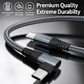 Miniatyrbillede 2 af 5: USB-C oplader med vinklet stik 60W hurtig opladning Grå 2m