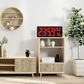 Miniatyrbillede 4 af 5: Digitalt Ur med Stor Skærm, Stort Digitalt Vægur med Temperatur og Luftfugtighed, Digitalt Vægur med LED-tal til Soveværelse, Kontor, Klar Re red