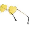 Miniatyrbilde 1 av 5: SDIGV Polariserte Hjerte Solbriller for Kvinner Mote Nydelig Stil Metallramme UV400 Beskyttelse Linse Gold Yellow