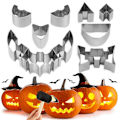 Miniatyrbilde 4 av 5: 10/6 stk. Gresskarutskjæringssett i rustfritt stål Halloween Gresskarutskjæringsmaler 10 pcs