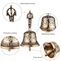 Miniatyrbilde 4 av 5: Tibetansk buddhistisk klokke i bronse med Vajra-pute for meditasjon og bønn Gold M