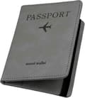Passholder i PU-lær med RFID-blokkering, passetui, reiselommebok med kortspor og elastisk stropp Grey