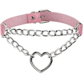Miniatyrbild 1 av 5: Punk Goth PU Läder Choker Halsband med Hjärthänge Berlocker Choker för Kvinnor Män C