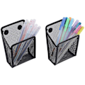 Miniatyrbild 1 av 5: 2-pack magnetisk pennhållare, mesh förvaringskorg med extra stark magnet för kylskåp, whiteboard, skåptillbehör, kontorsmaterial