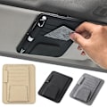 Miniatyrbilde 1 av 5: Solskjerm Organizer for Bil - Multilommet Lær Solbriller Holder Oppbevaring Kort Holder Kort IC Briller Klipp Solskjerm Veske Bil-st K2d5 grey