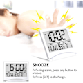 Miniatyrbild 4 av 5: Digital resealarmklocka - Fällbar kalendertemperatur LCD-klocka med snooze-läge - Stor sifferdisplay, batteridriven (silver, ingen bakgrundsbelysning)