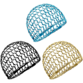 Miniatyrbilde 1 av 5: 3-Pakning Heklet Hårnett i Mesh, Rayon Strikket Snood-hatt, Tykke Hårnett Snoods Dekorasjon for Nattsøvn