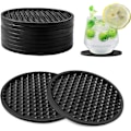 Miniatyrbilde 1 av 6: 8 stk svarte underlag, tykk design (0,5 cm) Runde krusunderlag sett med 8, silikonunderlag for drikkevarer, kaffeputer øl barmatte Black（spikes）