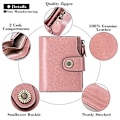 Miniatyrbillede 3 af 4: Lille Damepung Ægte Læder Blokerende To-Folds Lille Pung med Lynlås Lomme Pink