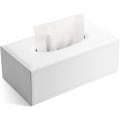 Miniatyrbild 1 av 8: Rektangulär PU-läder ansiktsvävnadslåda Vävnadshållare för hemmakontor, bildekoration Plain White