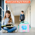 Miniatyrbilde 9 av 9: Lunsjpose Isolerende Lunsjboks for Jenter - Regnbue Tote Bag Lekkasjetett Termisk Gjenbrukbar Kjølepose Piknikpose for Kvinner Skole Kontor Utendørs Green