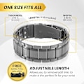 Miniatyrbillede 5 af 6: 1 STK Styrke Titanium Magnetisk Armbånd - Magnetiske Armbånd til Mænd - Premium Foldbart Spænde og Justerbar Længde Gunmetal