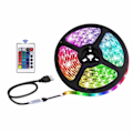 Miniatyrbild 1 av 5: USB LED-slingor, RGB 5050-lampor, 24-knapps infraröd fjärrkontroll, säkra och beröringsbara, DIY inomhusdekoration, TV-bakgrundsbelysning (9,84ft/3m)