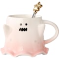 Miniatyrbillede 1 af 5: Tekop, Keramik 11oz Halloween Kaffeekop med Låg - Venlig Spøgelse