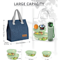 Miniatyrbilde 5 av 6: Lunsjposer for Kvinner Menn, Bærbar Isolerende Lunsjpose Vannresistent Lekkasjesikker Lunsjboks Tote Bag for Barn Jenter Gutter Voksne Blue