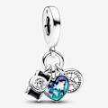 Miniatyrbillede 1 af 3: Pandora Sterling Sølv Kamera, Hjerte og Kompas Trippel Vedhæng Charm, Inkluderer Original Æske