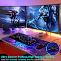 Miniatyrbillede 3 af 6: Gaming Mousepad, Udvidet Mousepad 800 x 400 mm, Computer Tastatur Mouse Mat Desk Pad med Skridsikker Gummibund og Syet Kant til Gaming Arbejde Blue-Galaxy XXL