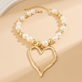 Miniatyrbillede 4 af 6: Chunky Love Pearl Ball Perlehalskæder Overdrevne Store Hul Hjerte Vedhæng Halskæde Statement Smykker Gaver A