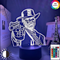 Miniatyrbilde 2 av 5: SBSG EKfperu LED nattlys - 3D illusjonslys - Red Dead Redemption 2 gave - akryl 3D lampe for spillrom dekor nattlys RDR2 Arthur Morgan figur