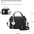 Miniatyrbillede 2 af 5: Lille Crossbody Taske til Kvinder, Håndtasker med Top Håndtag, Søde PU Læder Skuldertasker, Messenger Tasker til Piger, Dametasker med Blomstervedhæng