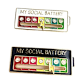 Miniatyrbillede 6 af 8: Min Sociale Batteri Emalje Broche Sjovt Nyt Følelsesmæssigt Udtryk