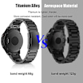 Miniatyrbilde 4 av 5: Smartklokkearmbånd i titanstål med 3 perler for Garmin Descent G1/Fenix 7/6 Pro/5 Plus - 22 mm, universelt hurtigutløser-erstatningsarmbånd Black