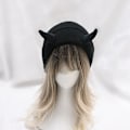 Miniatyrbillede 4 af 6: Djævelshorn Mænd Hat Strikket Beanie med Horn Kvinder Hip Hop Demon Horn Cap til Vinter Varmt Ski Udendørs Red