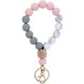 Miniatyrbilde 1 av 5: Nøkkelring Armbånd, Kvinne Perle Armbånd Nøkkelring Håndleddsrem for Kvinner Elastisk Håndleddsrem Nøkkelring Bil Nøkkelring Holdere, Rosa