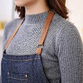 Miniatyrbillede 3 af 6: Unisex Denim Forklæder med Lomme Justerbar Denim Jean Køkkenforklæde med 3 Lommer til Kvinder og Mænd Køkken Madlavning, Have og Restaurant