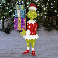 Miniatyrbilde 3 av 3: Jule-Nisse Grinch Kommer Flat LED Belysning Grønn Monster Jul Halloween Utendørs Hage Hage Dekorasjon B