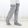 Miniatyrbillede 1 af 3: Vinter Termiske Strømpe-Tøfler, Kvinder Fuzzy Fluffy Cozy Varme Over Knæ Lange Sove Strømper Bløde Tøfler Light Gray
