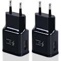 Miniatyrbild 1 av 5: Svart kompatibel laddare 2-pack snabb USB-laddningsadapter för Samsung S22/S21/S20/S10/S10E/S6/S7/S8/S9/Edge/Plus/Active/A72/A53 5G, Note 5 8, Note 9,