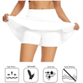 Miniatyrbild 3 av 4: Högmidjad badkjol för dam med innersula, säkerhetsshorts, strandkjol, svart S White XL
