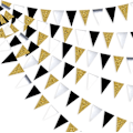 Pikkukuva 1 / 8: Kaksisivuinen Glitter-paperi Kolmion Lippu, Bunting-lippu Banner Syntymäpäiville, Lomalle, Hääjuhliin, Vuosipäivään, Valmistumiseen, Joulujuhliin, Koristeluun