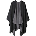 Miniatyrbild 1 av 4: Dam Reversibla Överstora Poncho Cape Varm Sjal Wrap Öppen Fram Tryckt Filt Cardigans