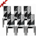 Pikkukuva 1 / 5: 6-pack stretchig matstolsöverdrag (geometrisk svart, 6-pack), Uni