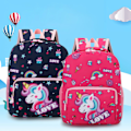 Miniatyrbild 3 av 5: Cartoon Kids Unicorn Canvas Ryggsäck Skolväska Mode för Sta Pink