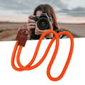 Kamerarem i läder och nylon för digitala systemkameror, orange