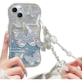 Sød sommerfugleglimmer Bling med armbånd ridsefast stødsikkert etui til iPhone, blå med armbånd blå blå iPhone 11 Blue iPhone 11