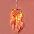 Miniatyrbillede 5 af 5: Hjerte Drømmefanger Boho Stil Håndlavet LED Lys Vægophæng Romantisk Dekoration (Jomfru Rosa) CDQ