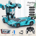Pikkukuva 2 / 5: 2 in 1 barn elektrisk RC bil transformerande robot leksak present för barn Blå Blå