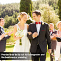 Miniatyrbilde 7 av 7: Herr Bow Tie, Klassisk ensfarget sløyfe for menn, Satin Tux Sløyfe, Justerbar formell sløyfe for fest, bryllup 3pcs-Large RED