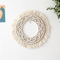 Miniatyrbild 2 av 4: Boho Väggspegelram Tapet Handgjord Vävd Makramé Bakgrund Väggram Tapet För Hemmet