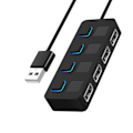Miniatyrbild 4 av 4: 4-portars USB 2.0-datahubb med individuella LED-belysta strömbrytare [laddning stöds INTE]