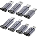 Pikkukuva 1 / 5: USB C - Micro USB -adapteri, Typ C/Micro USB -hona till Lightning -hane -konverterare, Micro USB - USB C -förlängare (8-pack)