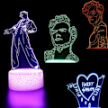 Miniatyrbillede 1 af 5: 3D Harry & Styles Natlys Illusion LED-lampe med fjernbetjening